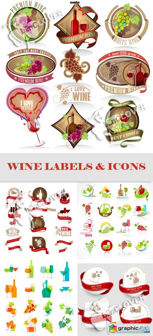 Vector Wine labels and icons 0564