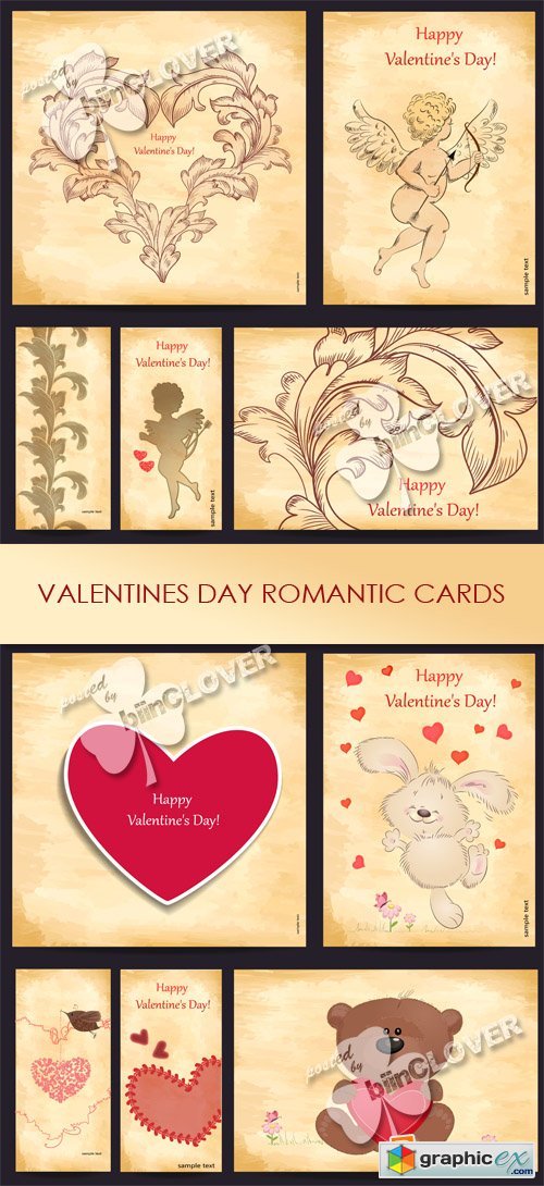 Vector Valentines Day romantic cards 0563