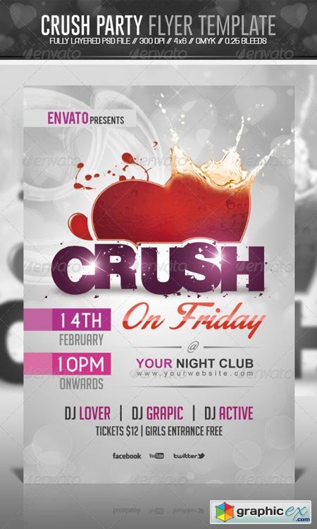 Crush Valentine Party Flyer Template 6532639