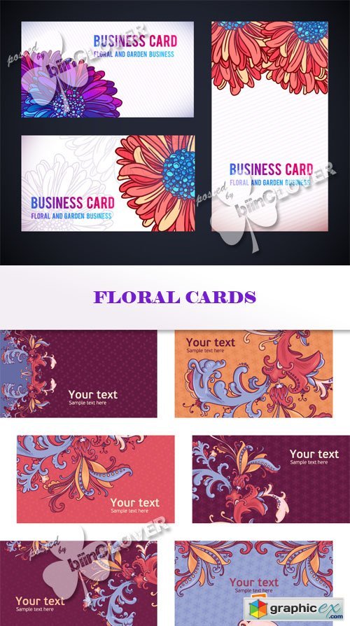 Vector Floral cards 0567