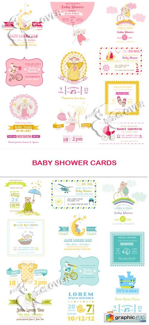 Vector Baby shower cards 0567