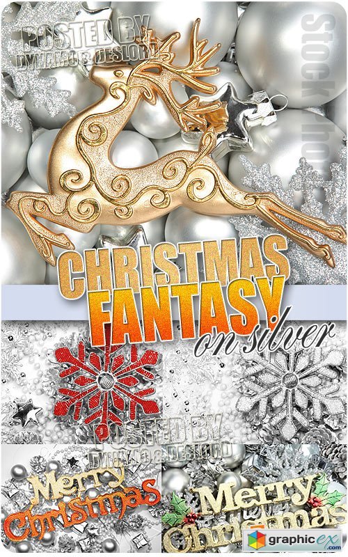 Vector Christmas Fantasy on Silver - UHQ Stock Photo