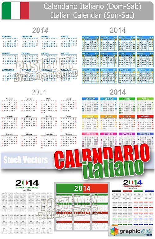 Vector 2014 calendars Italian - Stock Vectors