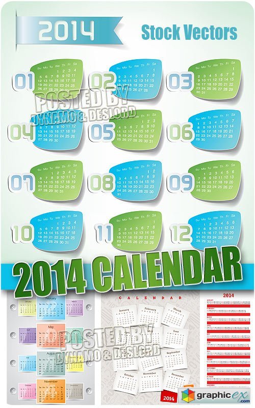 Vector Calendars 2014 - Stock Vectors