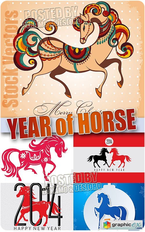 Vector Year of Horse 2014 - Stock Vectors