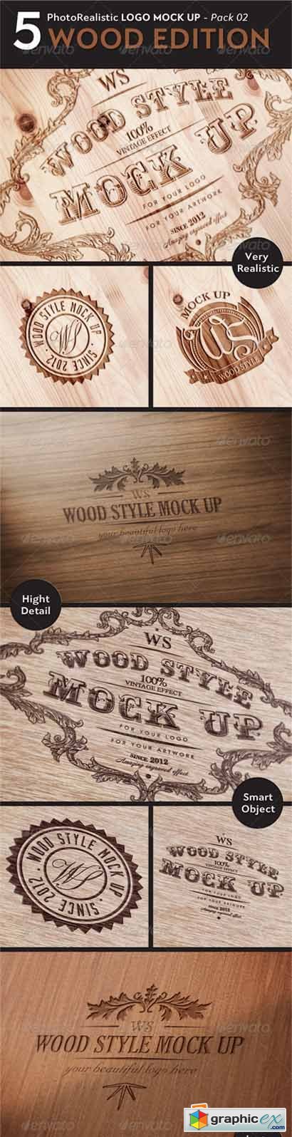 5 Realistic Logo Mock Up - WOOD Edition 2903477