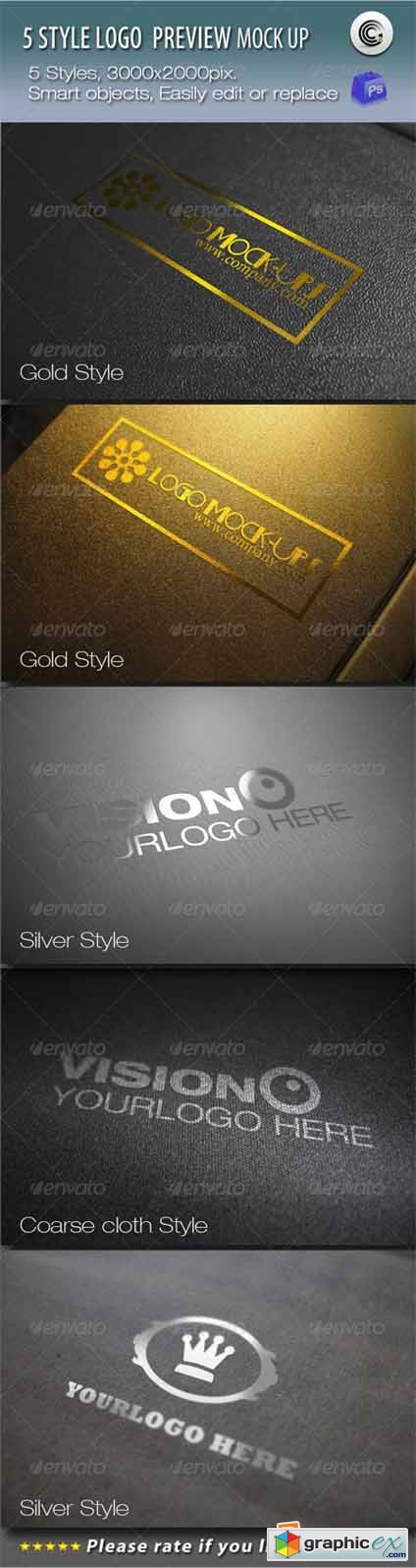 5 Styles Logo Preview Mock-ups 683452