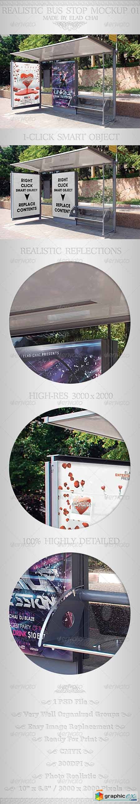 Realistic Bus Stop Flyer Poster Mockup 01 3869556
