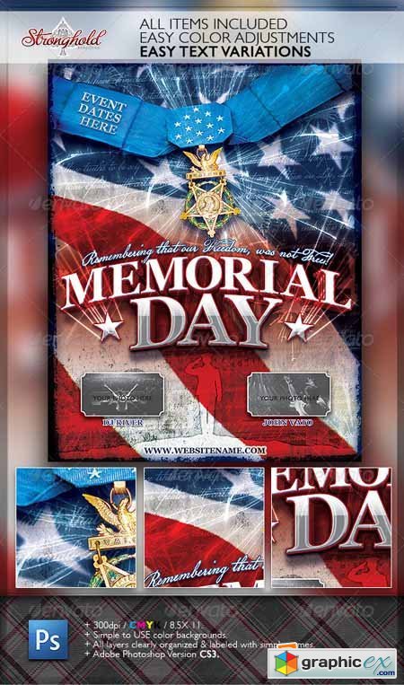 Memorial Day Patriotic Flyer Template 2165085