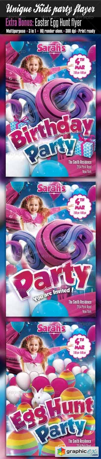 Unique Kids Party Flyer 1644654