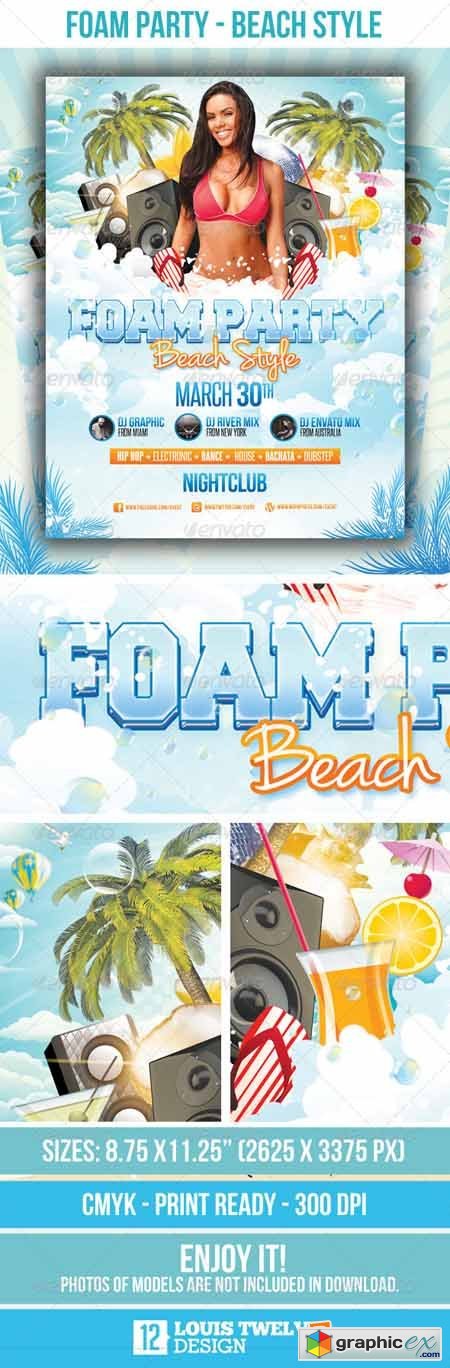 Foam Party Beach Style - Flyer Template 1730986