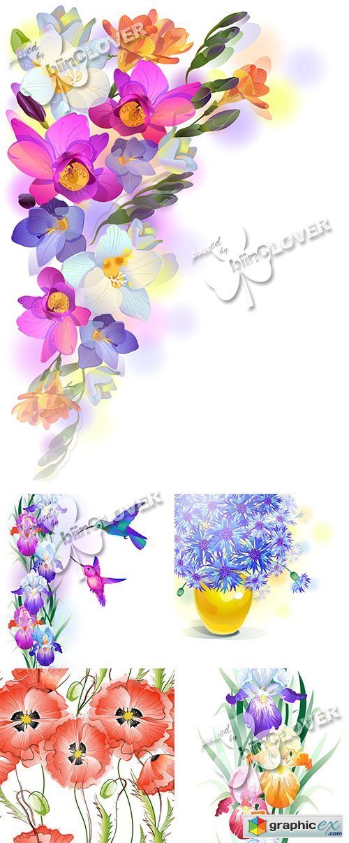 Vector Greeting background with pictorial flowers 0575