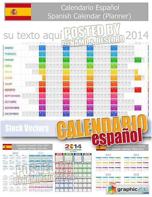 Vector Calendar 2014 ESP - Stock Vectors
