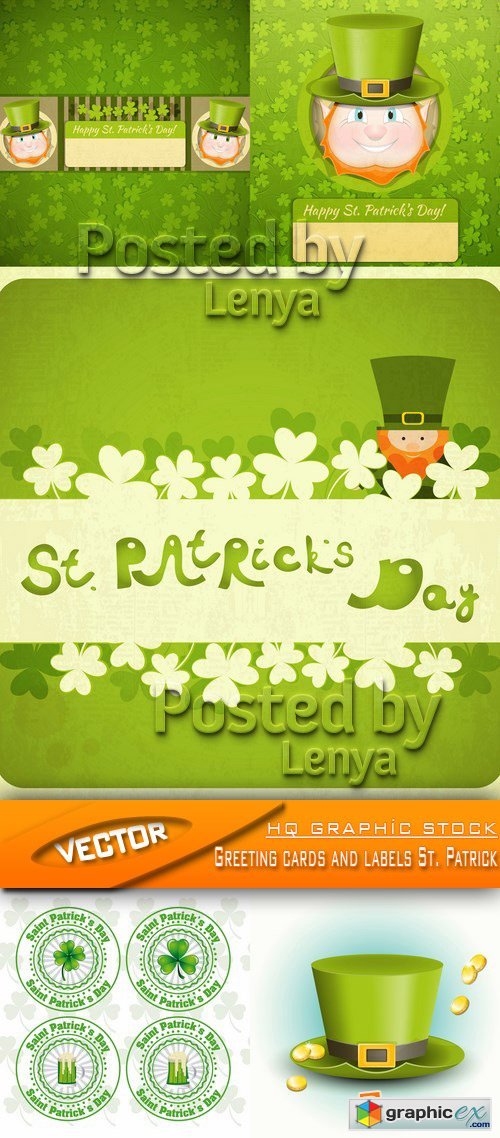 Stock Vector - Greeting cards and labels St. Patrick