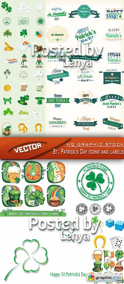 Stock Vector - St. Patrick&#039;s Day icons and labels
