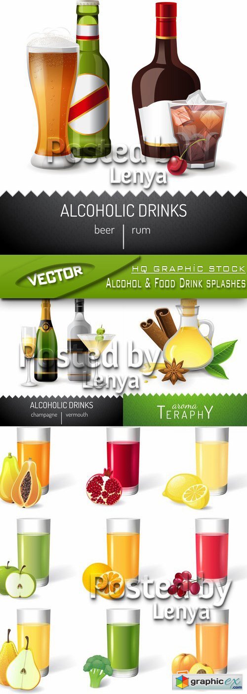 Stock Vector - Alcohol & Food Drink splashes