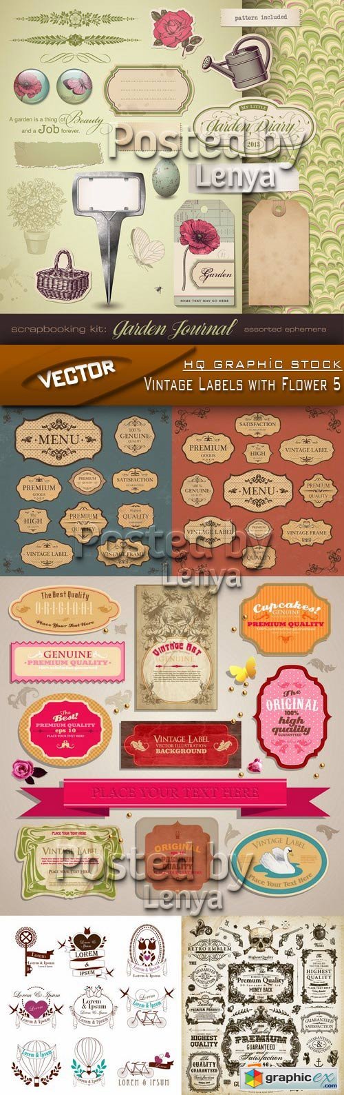 Stock Vector - Vintage Labels with Flower 5