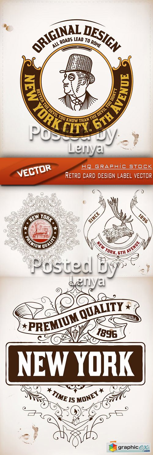 Stock vector - Retro card design label vector