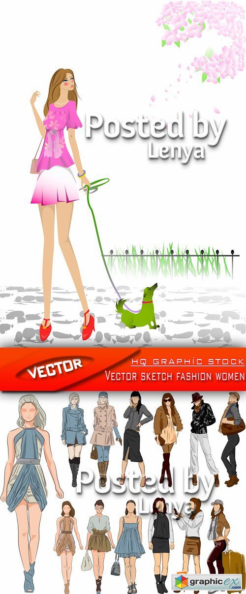 Stock Vector - Vector sketch fashion women
