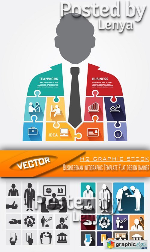 Stock Vector - Businessman infographic Template Flat design banner