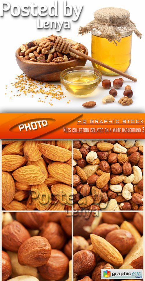 Stock Photo - Nuts collection isolated on a white background 2