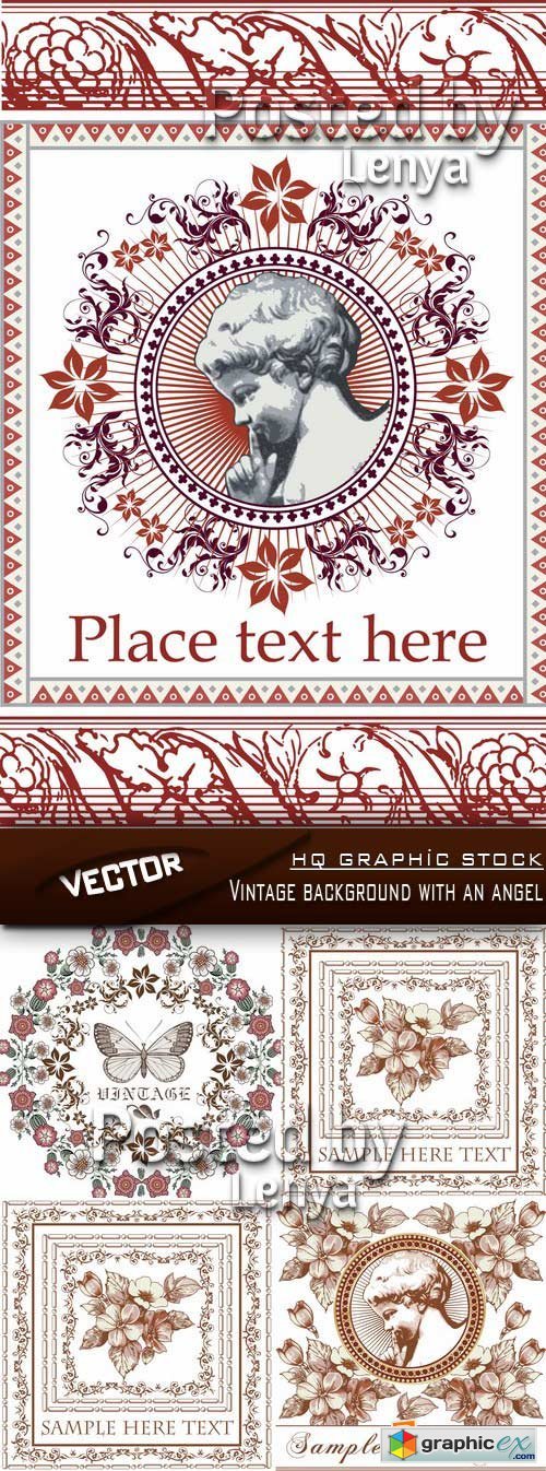 Stock Vector - Vintage background with an angel