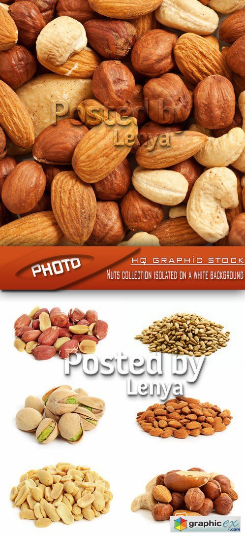 Stock Photo - Nuts collection isolated on a white background