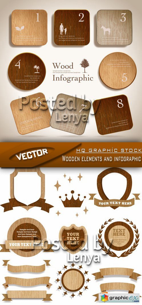 Stock Vector - Wooden elements and infographic