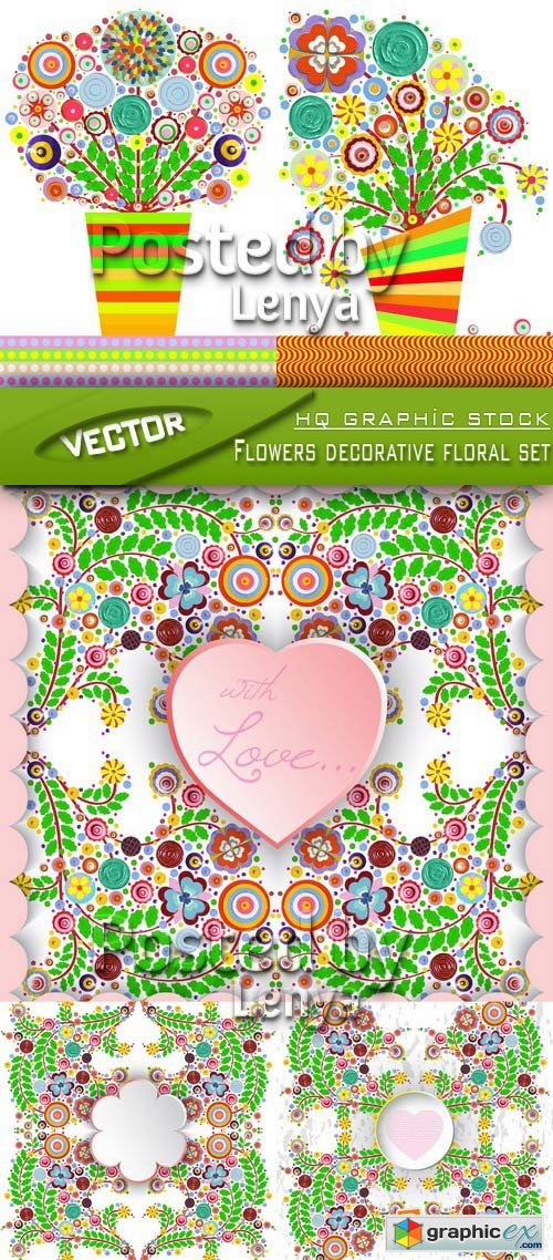 Stock Vector - Flowers decorative floral set