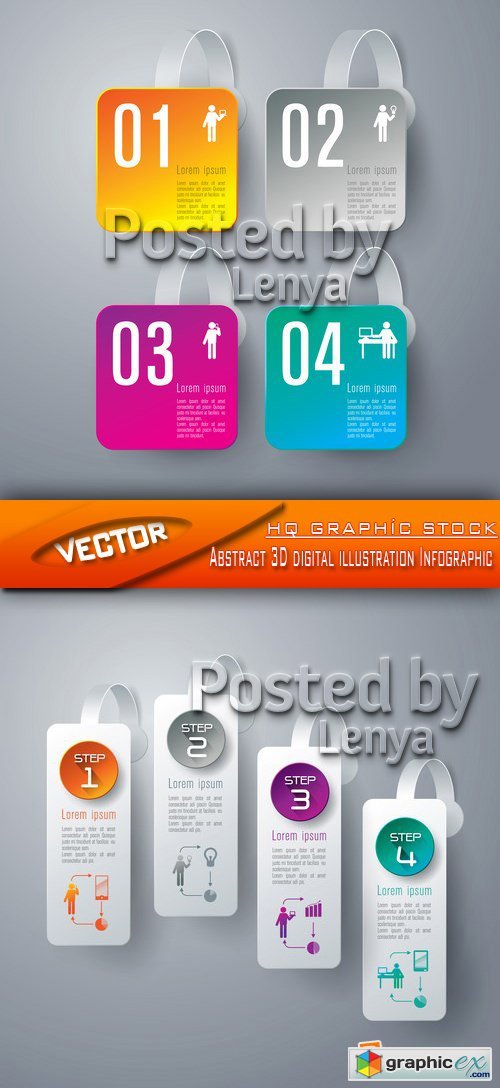 Stock Vector - Abstract 3D digital illustration Infographic