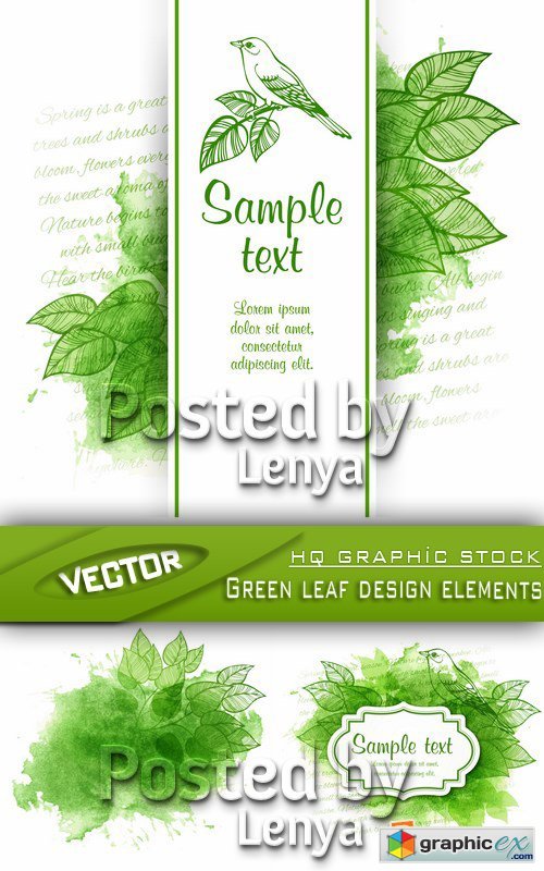 Stock Vector - Green leaf design elements