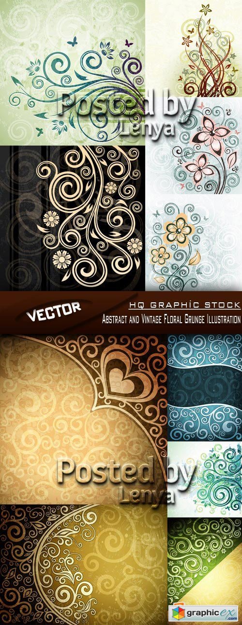 Stock Vector - Abstract and Vintage Floral Grunge Illustration