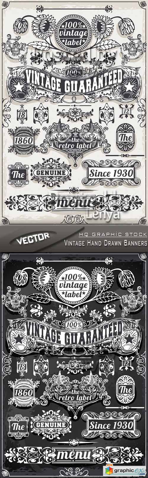 Stock Vector - Vintage Hand Drawn Banners