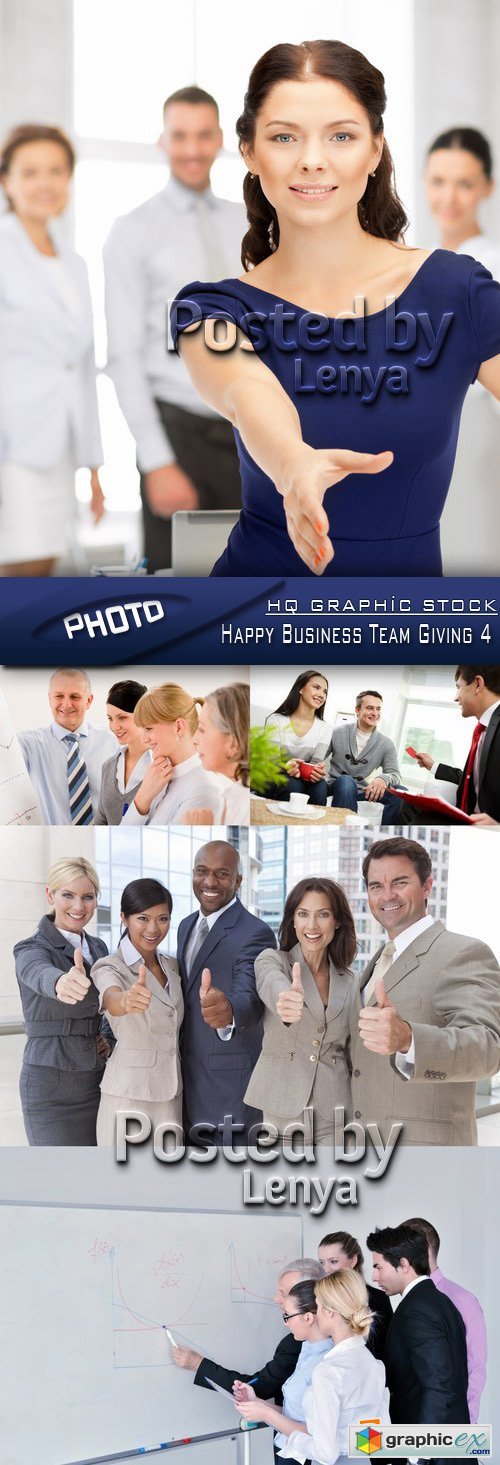 Stock Photo - Happy Business Team Giving 4