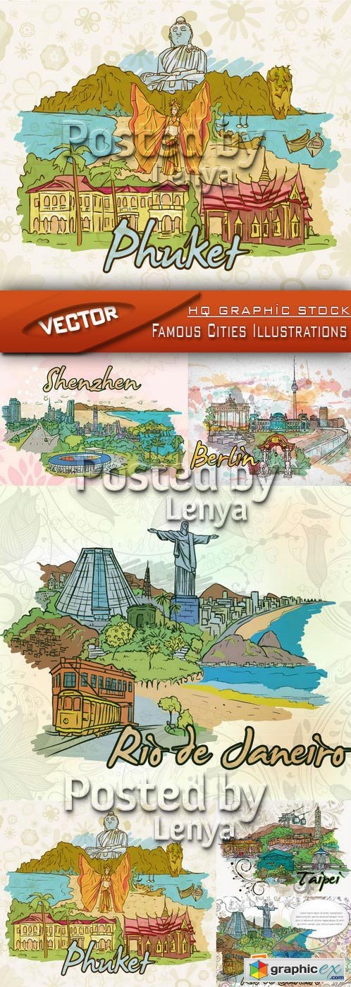 Stock Vector - Famous Cities Illustrations