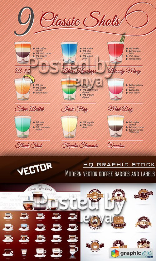 Stock Vector - Modern vector coffee badges and labels