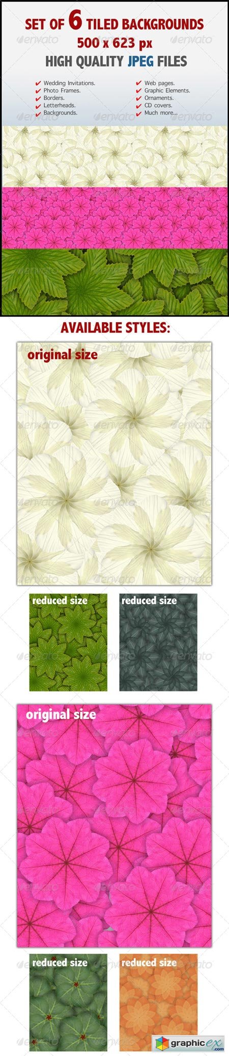 Kaleidoscopic Floral Tiled Backgrounds 7040200