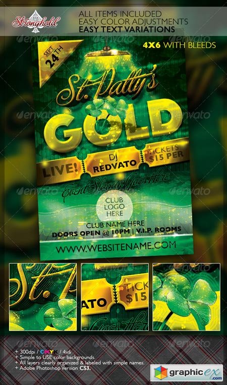 St. Patrick&#039;s Day Gold Event Flyer Template 6952886
