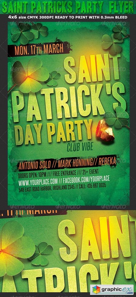 Saint Patrick&#039;s Party Flyer Template 6951773