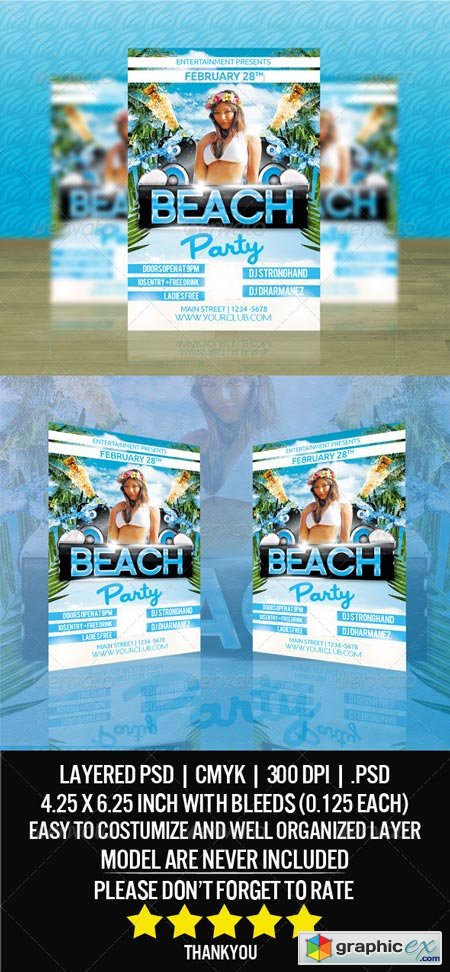 Beach Party Flyer Template 6915841