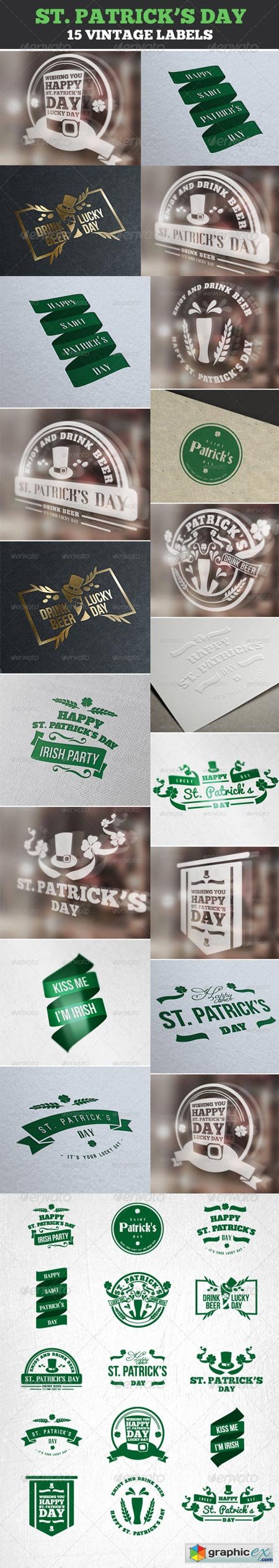 Saint Patrick&#039;s Day Vintage Labels & Badges Logos 6927252