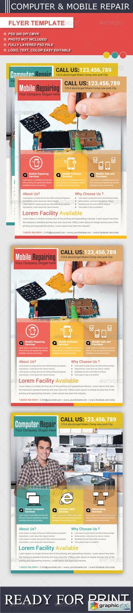 Computer & Mobile Repair Flyer Template 6217430