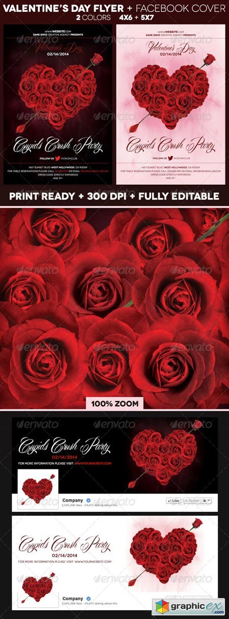 Rose Heart Valentines Day Flyer 6539468