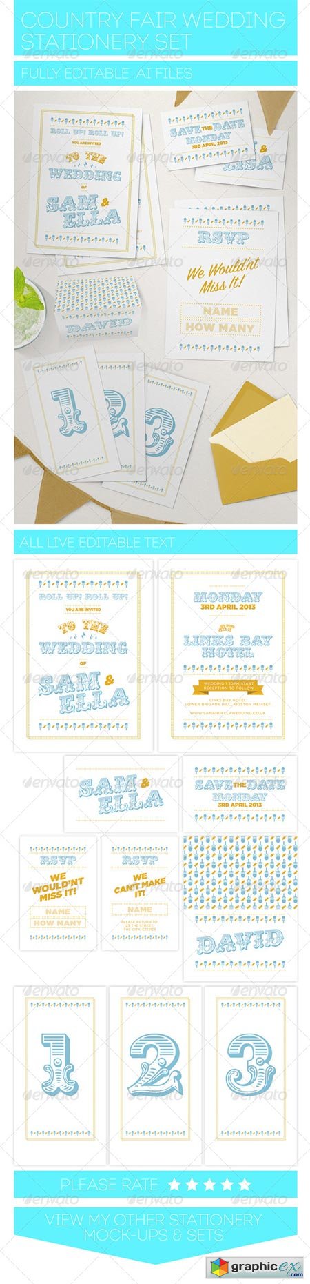 GraphicRiver Country Fair Wedding Stationery Set 6501785