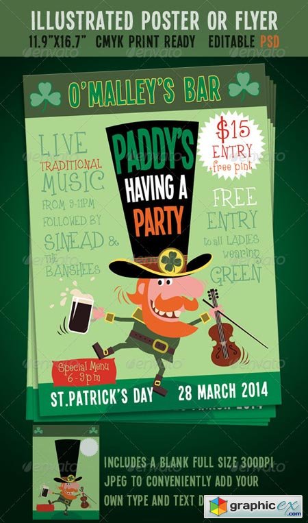 St. Patrick&#039;s Day Party Event Poster Flyer 6559120