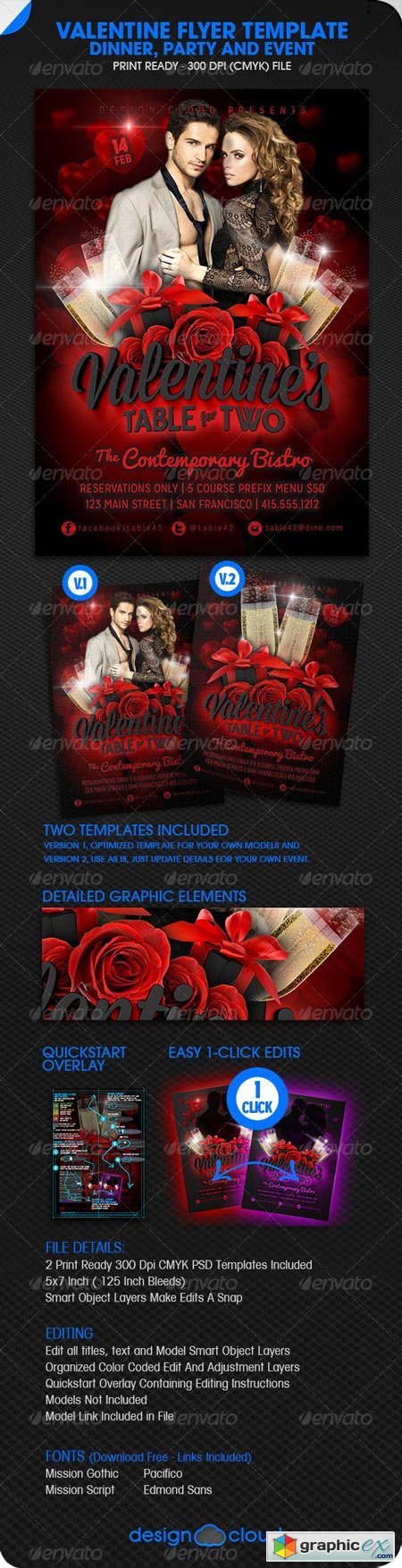 Valentine Dinner, Party and Event Flyer 6512071
