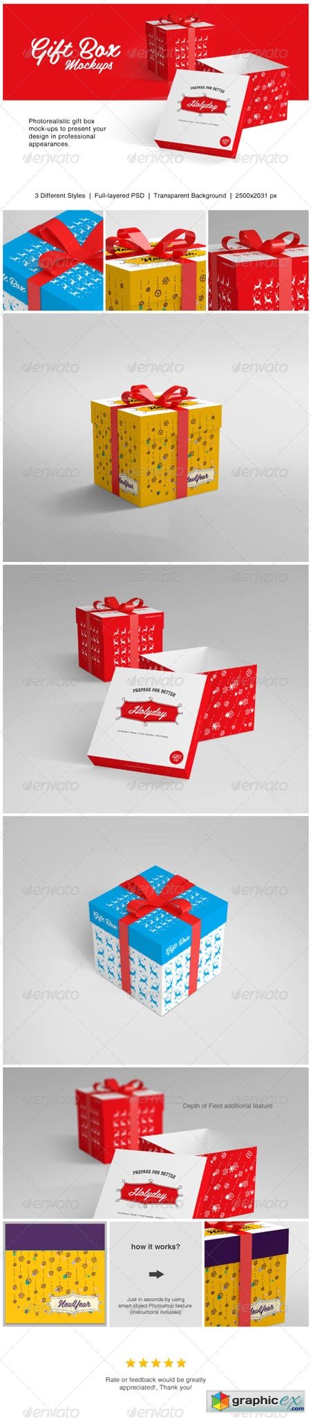 Realistic Gift Box Mockup 6419392