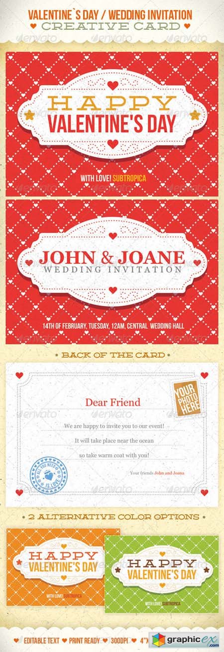 Valentine&#039;s Day And Wedding Invitation Postcard 1270229