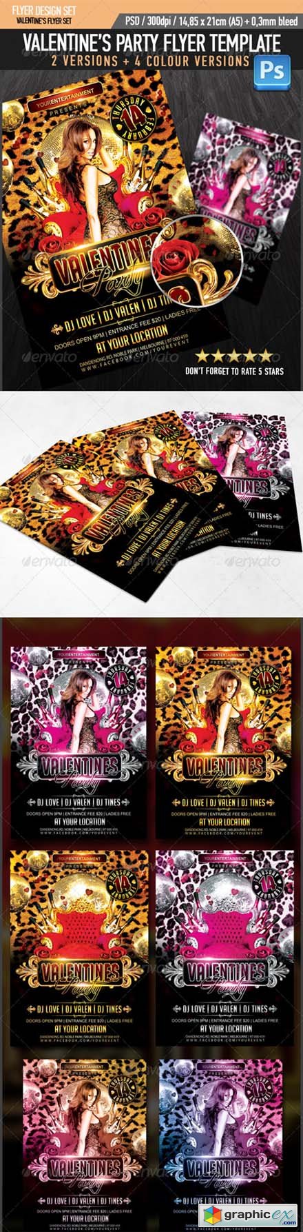 Valentine&#039;s Party Flyer Template 3808556