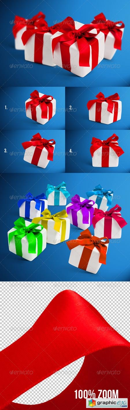 4 Gift Boxes with Shadows Photorealistic 6272285